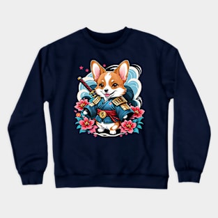 Japanese Samurai Corgi Tattoo, Kawaii Ninja Corgi Crewneck Sweatshirt